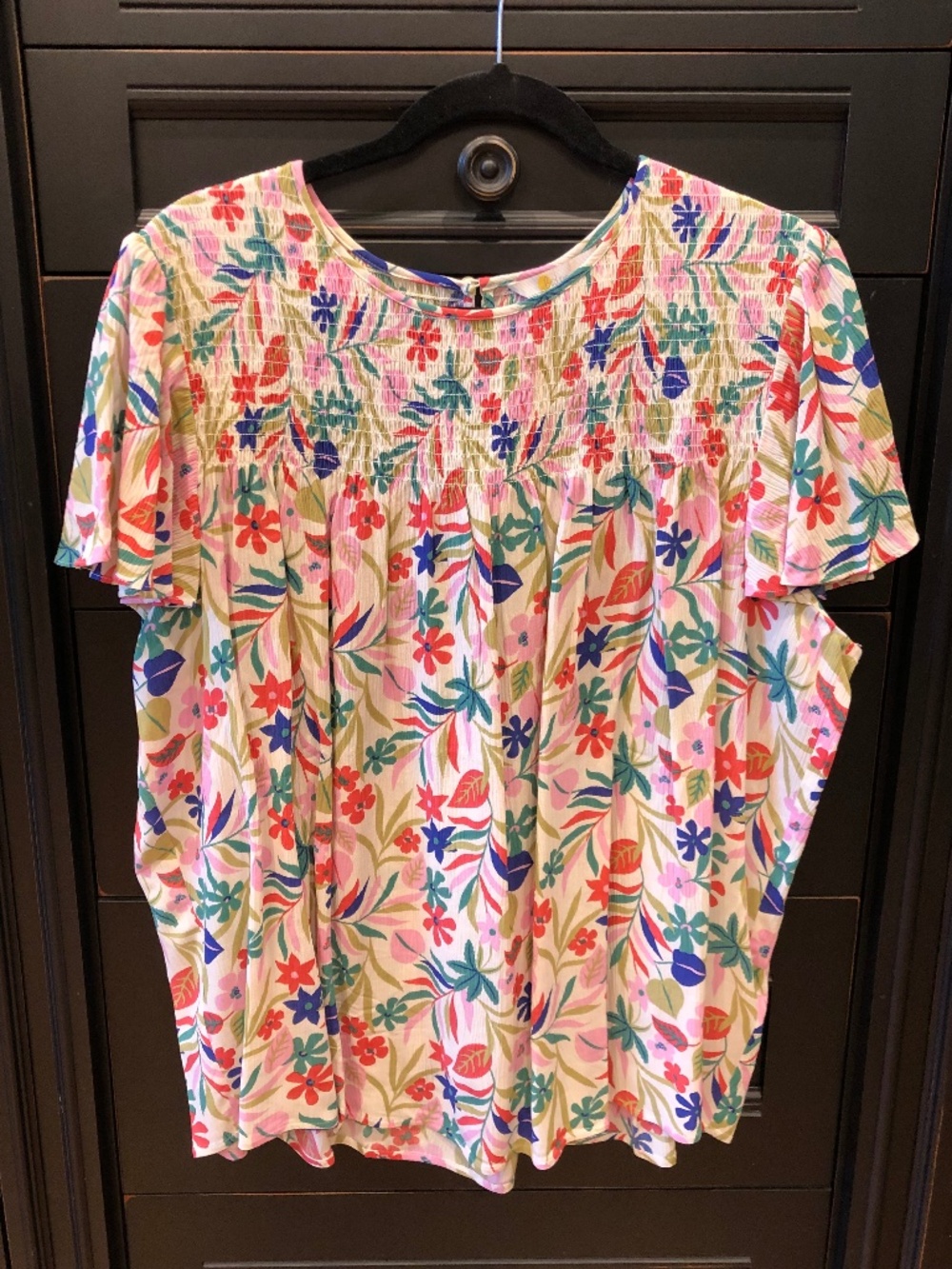 Boden Floral Flutter-sleeved Top, US Size 16-18